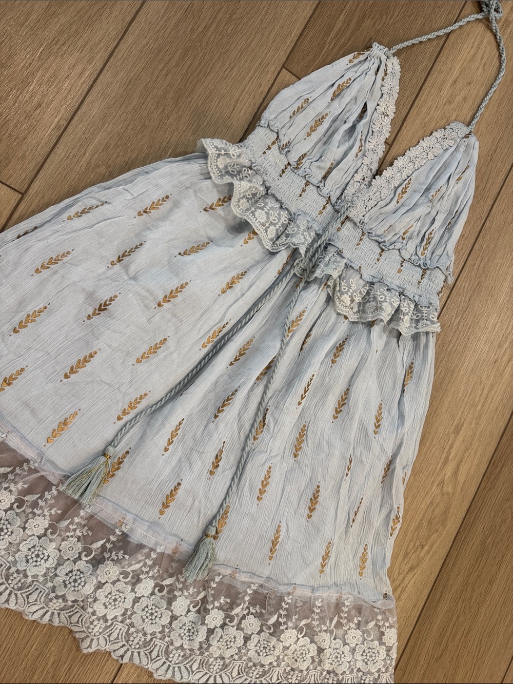 NWT Ananta Dress Babydoll Lace Floral All Over Print Sz L/XL Boho